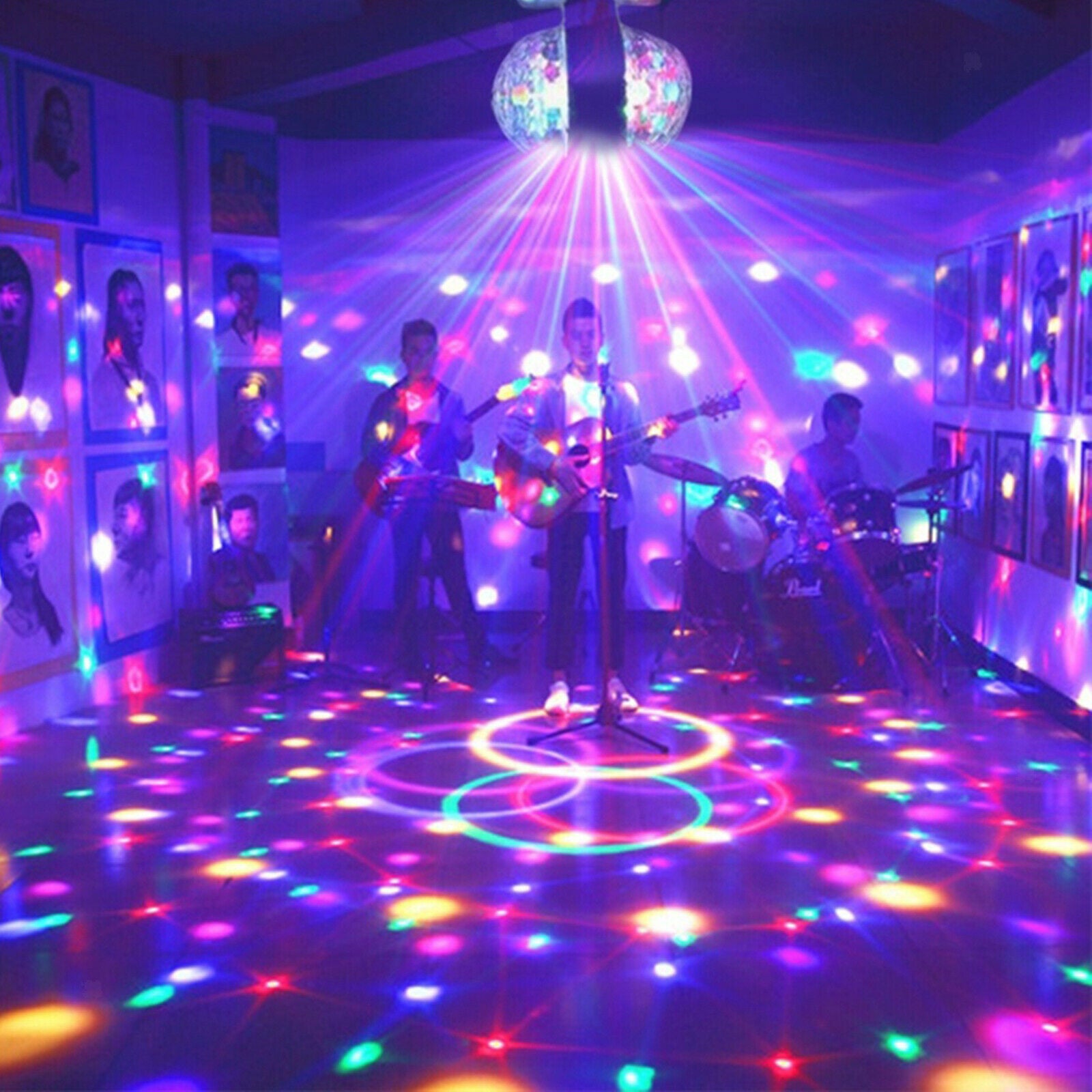 1pc E27 6W Double-Headed LED Ball Stage RGB Light Bulb Rotating Lamp Party Disco