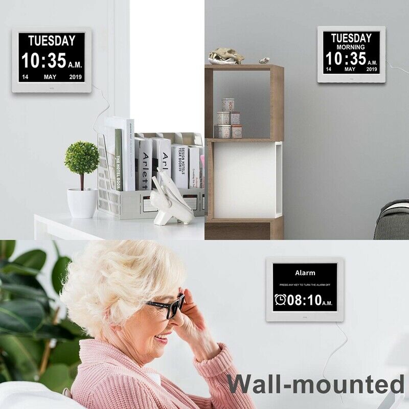 Digital Calendar Alarm Day Clock - with 8 inch Large Screen Display, Am Pm,W6Q4