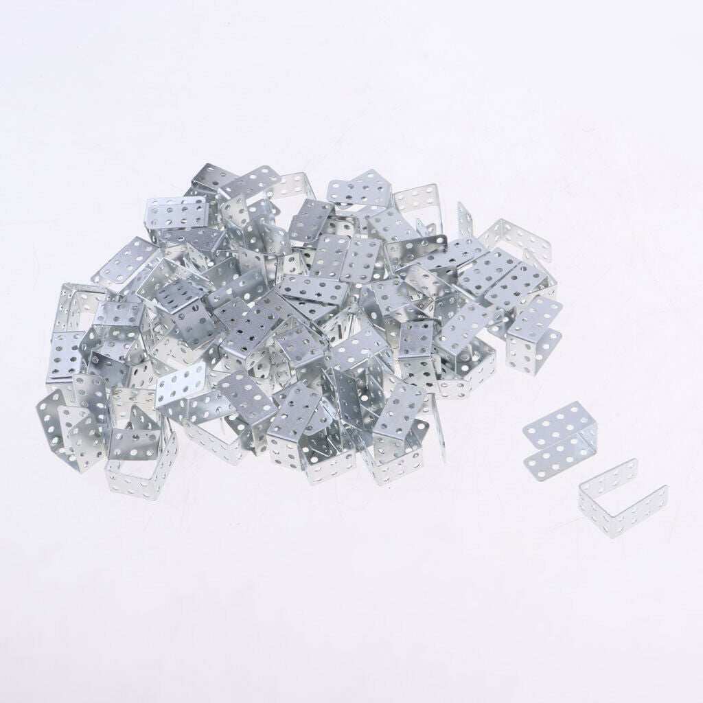 100 Pieces Double Right Angle U-shaped 15mm Length Iron Corners Bracket