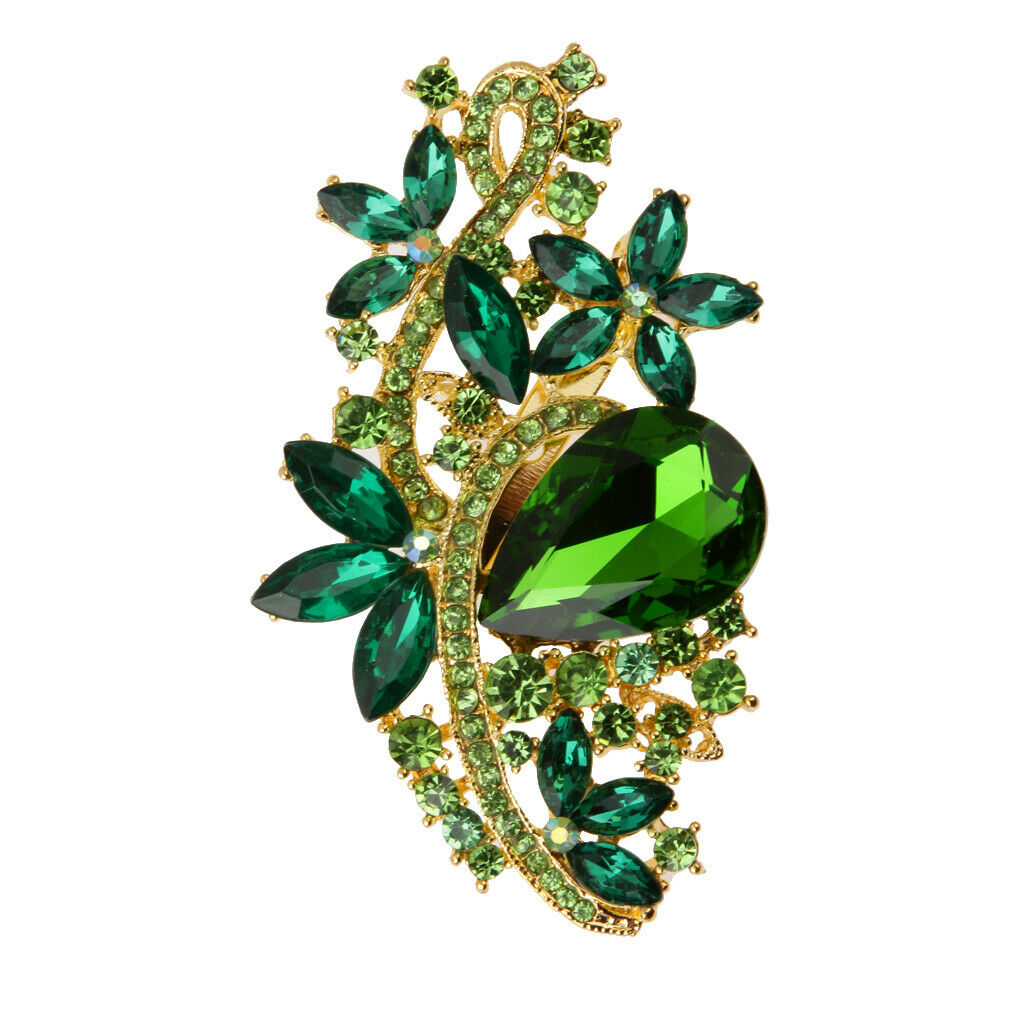 Fashion Green Bride Brooches Pin Green Rhinestone Wedding Lady Party Bouquet