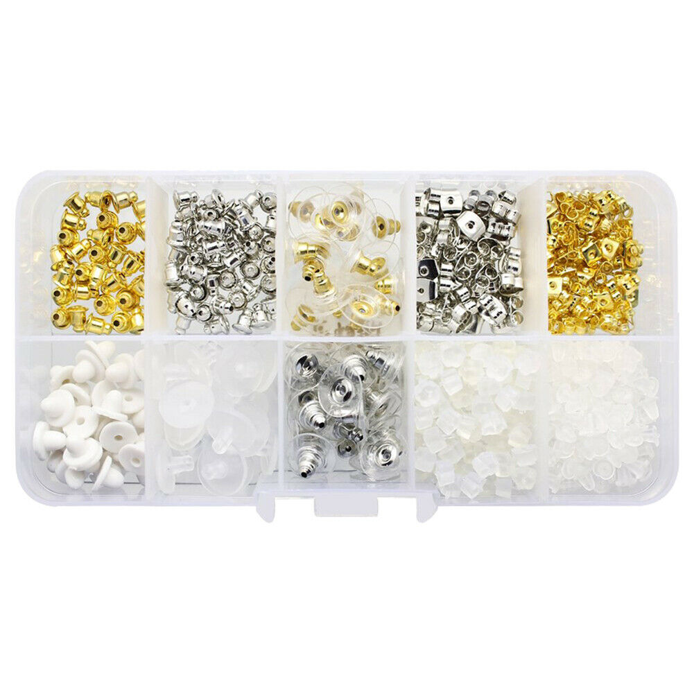 450Pcs 10 Style Earring Making Supplies Kit Hook Earring Backs Posts Box Case HN