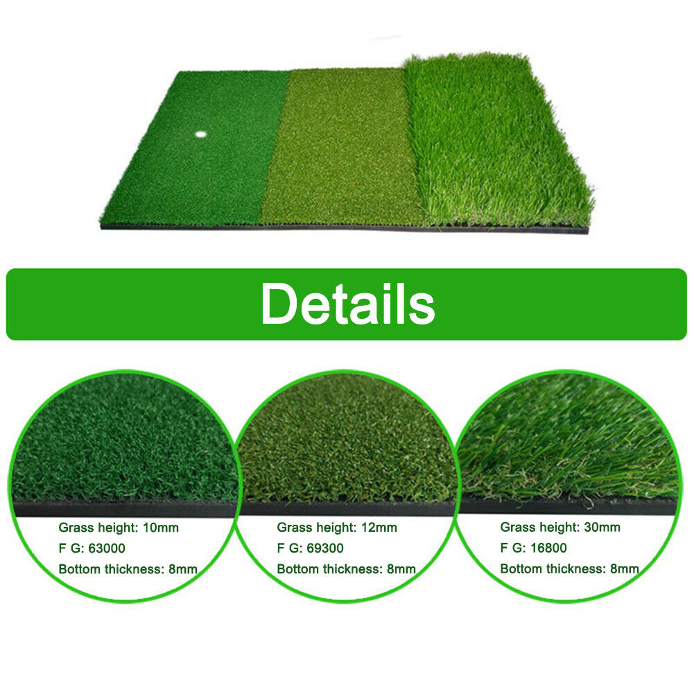 3 in 1 Golf Hitting Mats Training Lawn Outdoor Tri-Turf Grass Golf Putter Pads