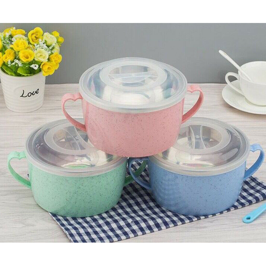 Set of 3 Stainless Steel Serving Bowls with Lid and Spoon - for Fruit / Rice /