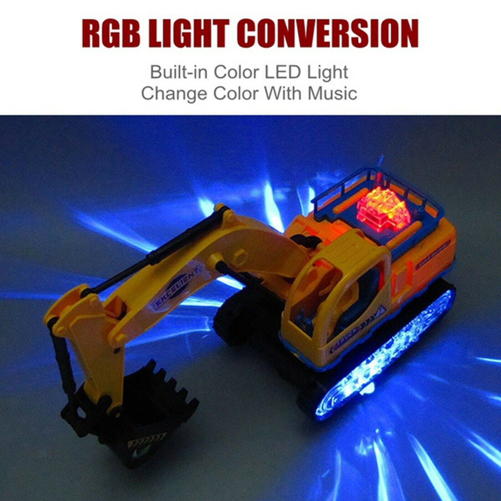360 Rotation Electric Excavator Construction Car with Music & LED Lights Kids