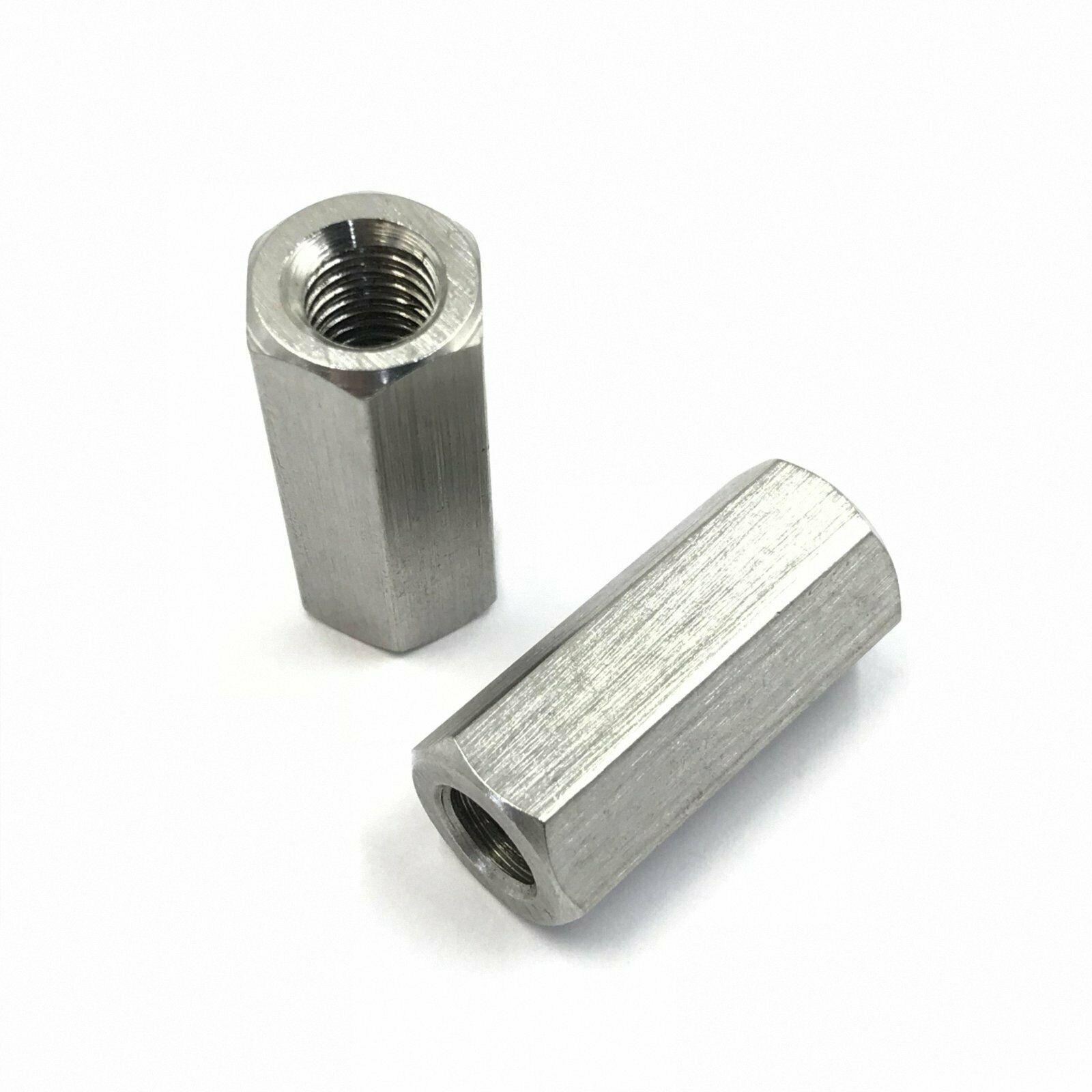 New 2Pcs M8 x 1.25 pitch Long Rod Coupling Hex Nut Right hand Thread
