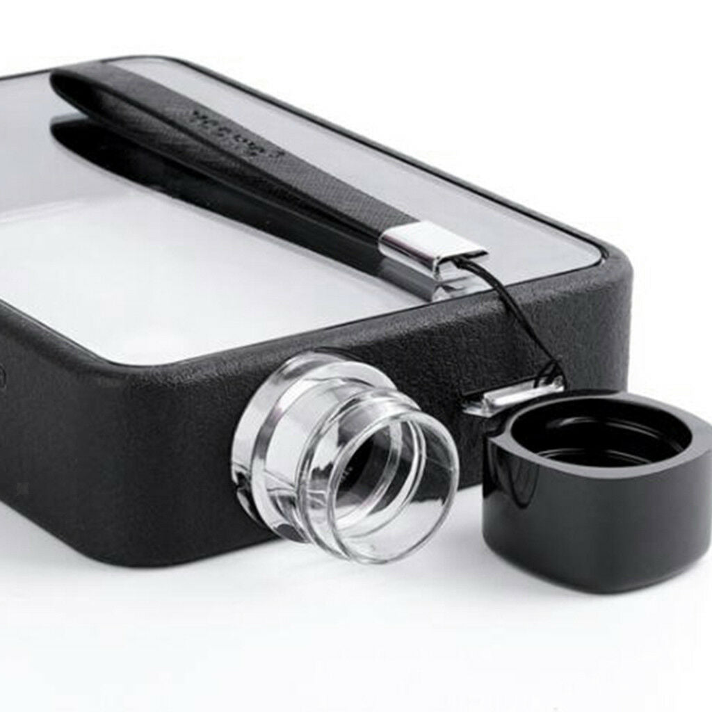 Reusable Flat Plastic Water Bottle, Special Book Shape Bottle Design Black