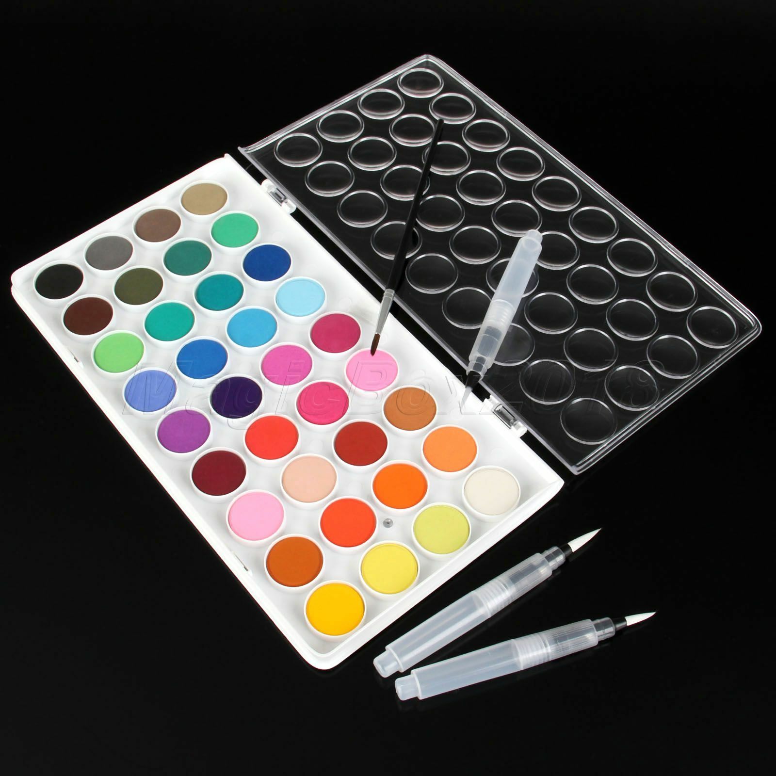 36 Colour High Saturation Solid Cakes Watercolor&3pcs S/M/L Water Brush Ink Pens