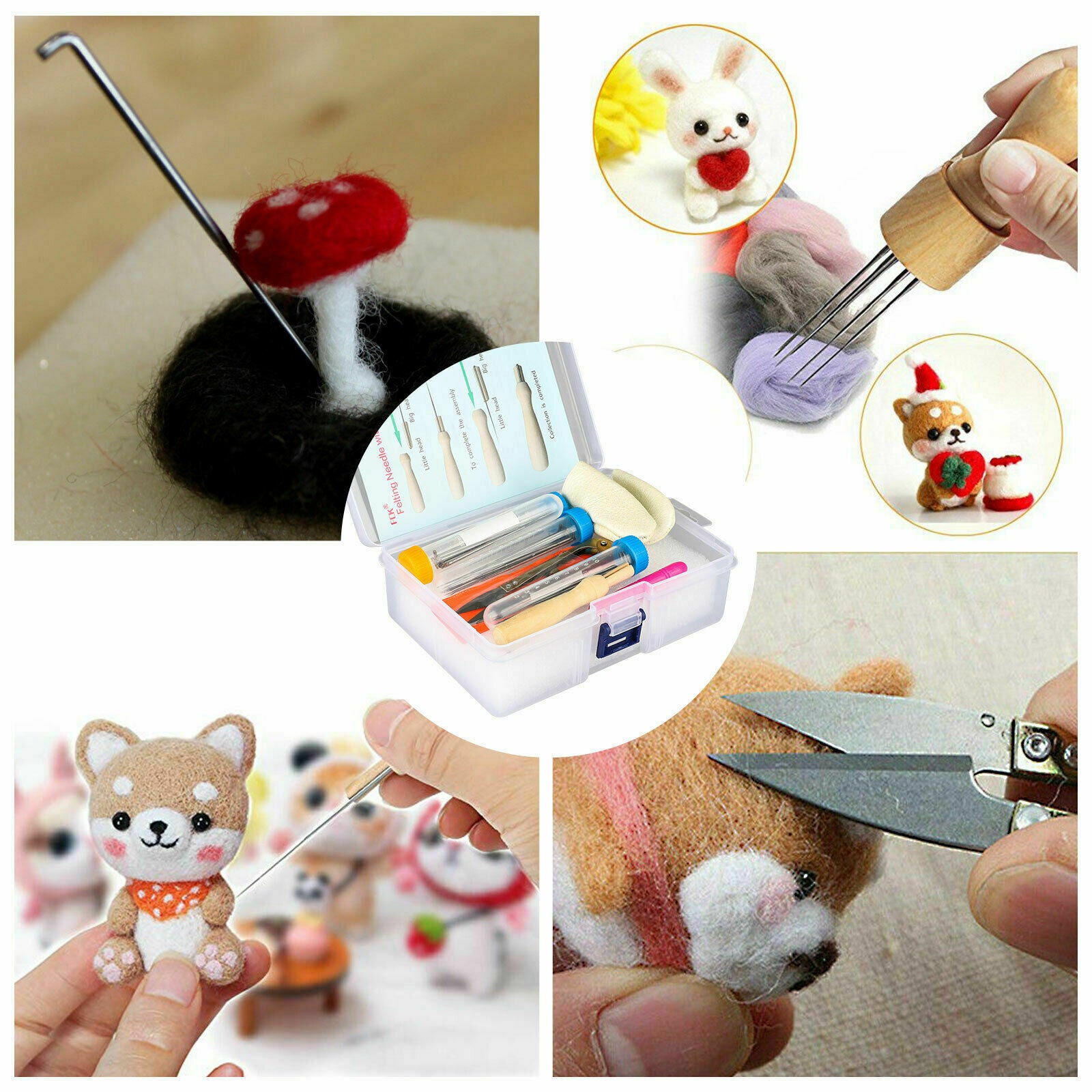 Needle Felting Starter Set Kit Wool Felt Tools Mat DIY Hand Craft Making Supply