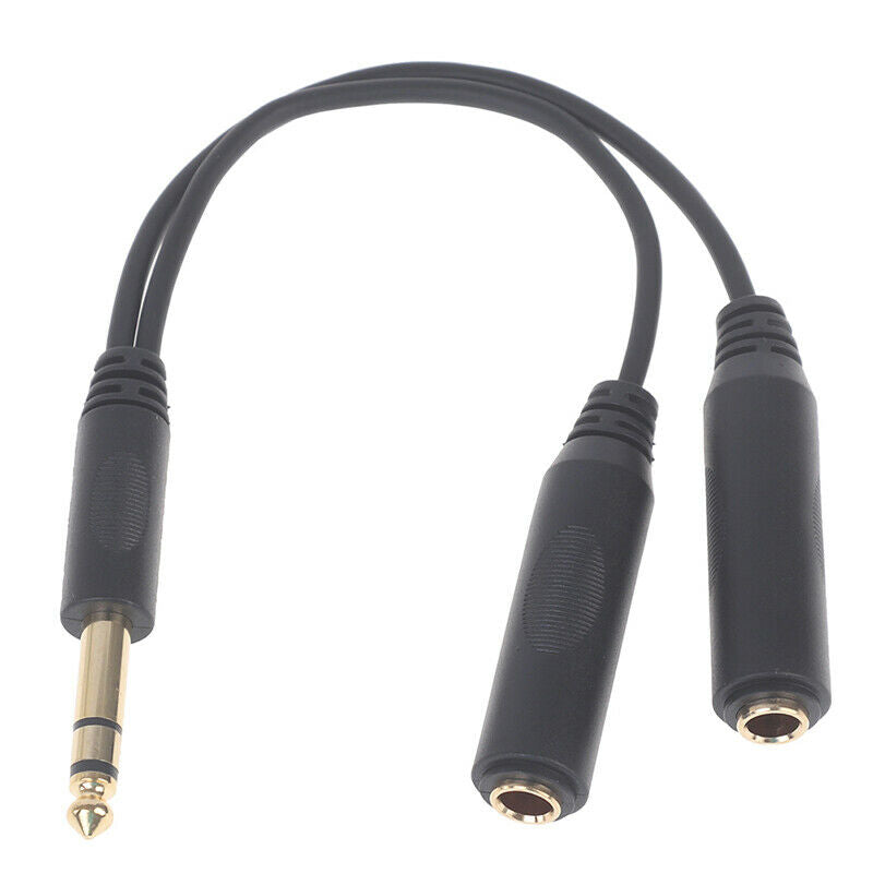 6.35 mm Male to 2 6.35 mm Female Adapter Cable 1/4 6.35mm Plug Audio Co.l8