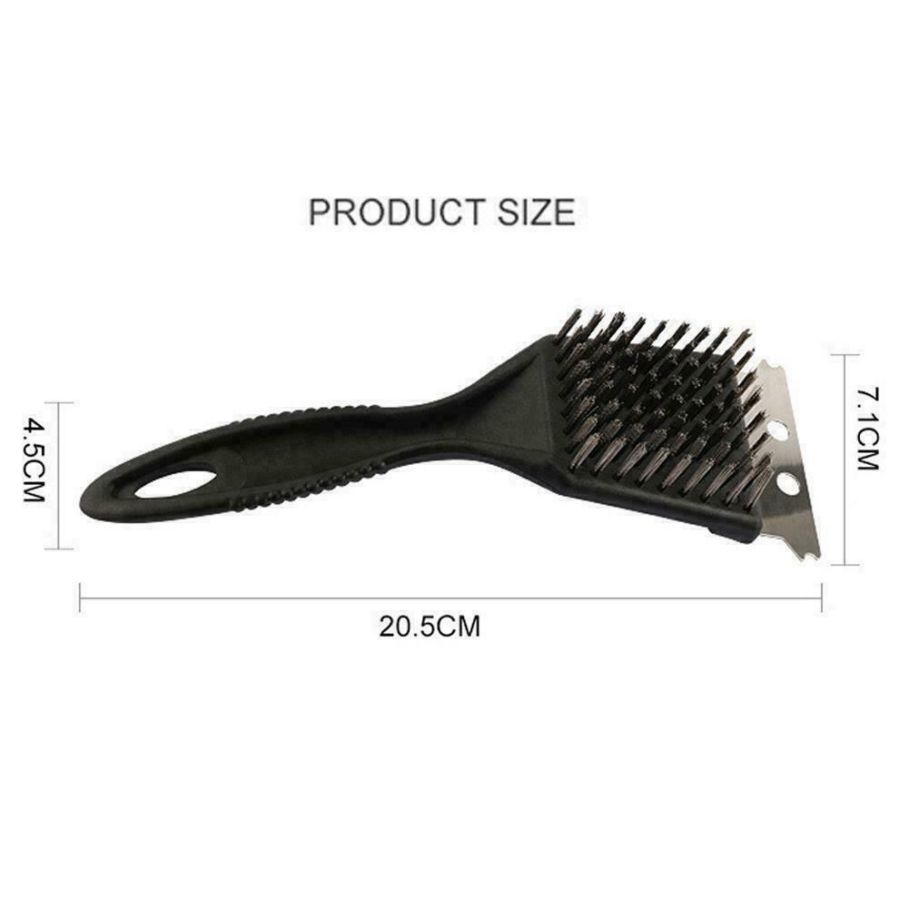 1Pc BBQ Oven Grill Cleaning Brush Scraper Heavy Duty Steel 2-In-1 Portable Tool