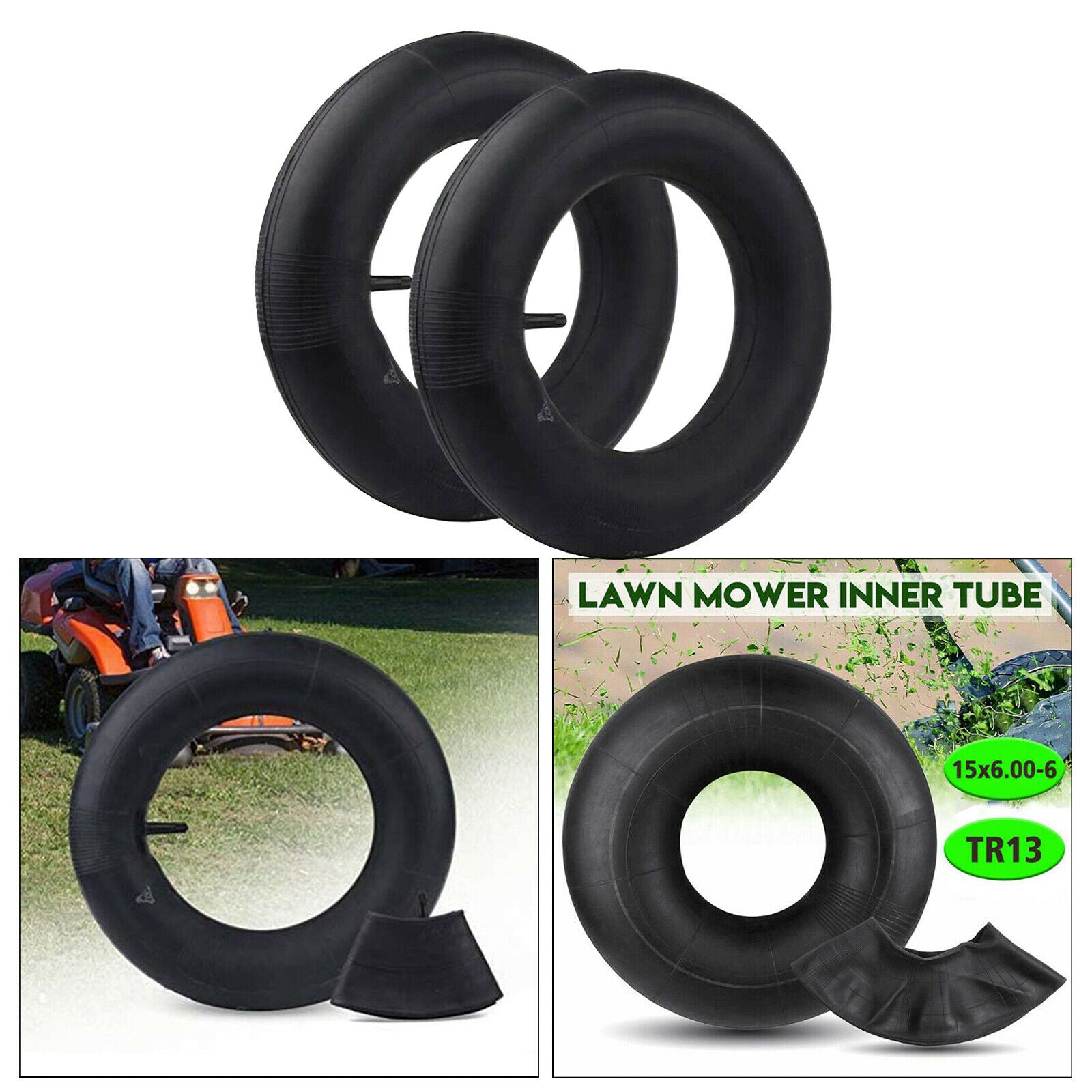 2x 15x6.00-6 Tire Inner Tube for TR13 Straight Stem Valve Lawn Mower Durable