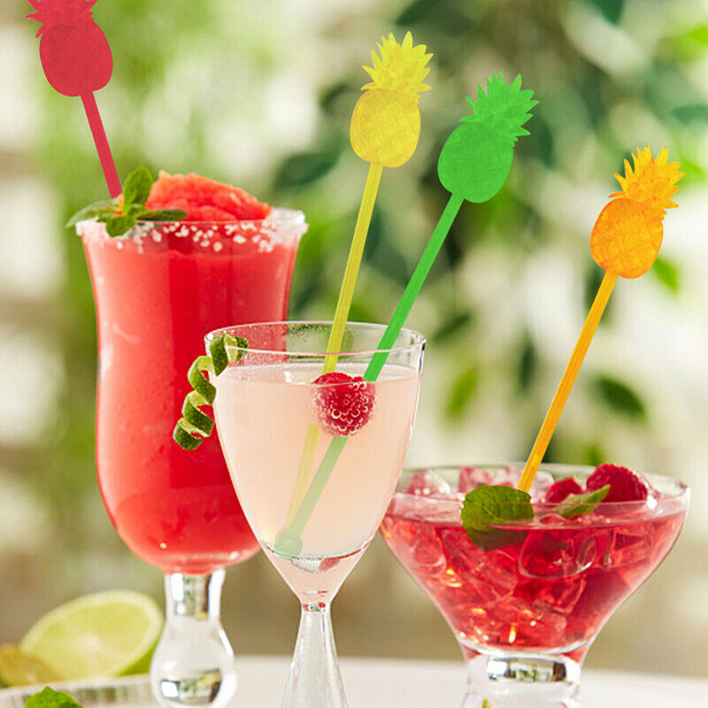 12pcs Pineapple Cocktail Swizzle Sticks Stirrer Coffee Wine Muddler Puddl.l8