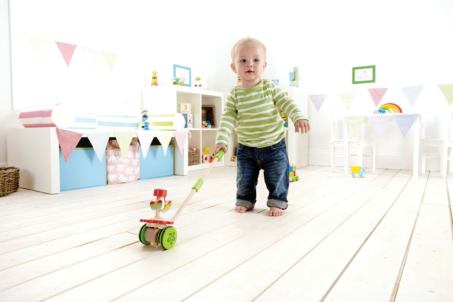 E0341 HAPE Dancing Butterflies Wooden Push Pull [Push & Pull] Baby Toddler 12M+