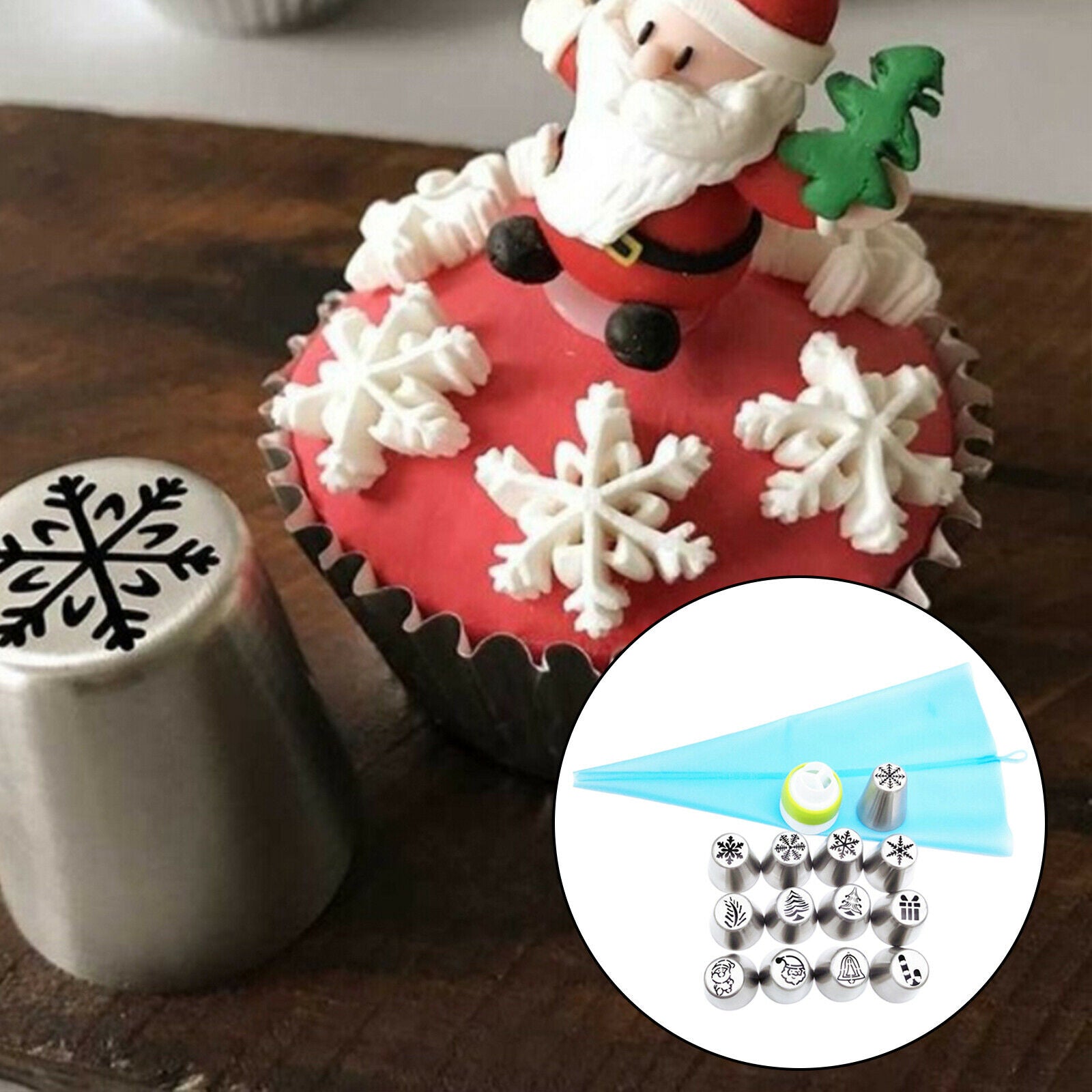 15pcs Icing Piping Nozzle Christmas Series Kitchen Cake Decorating Baking