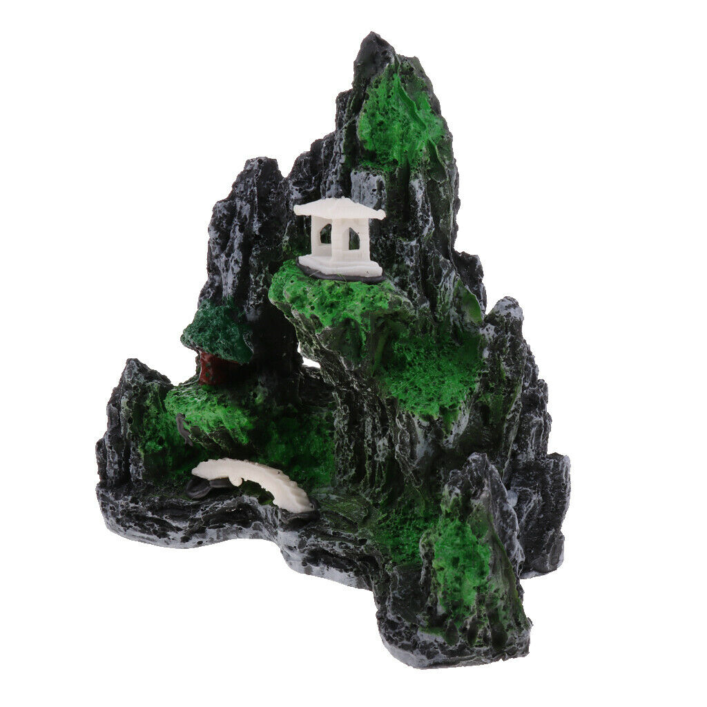 Artificial Mountain Hill Hidden Hut Cave Aquarium Fish Tank Landscape Decor
