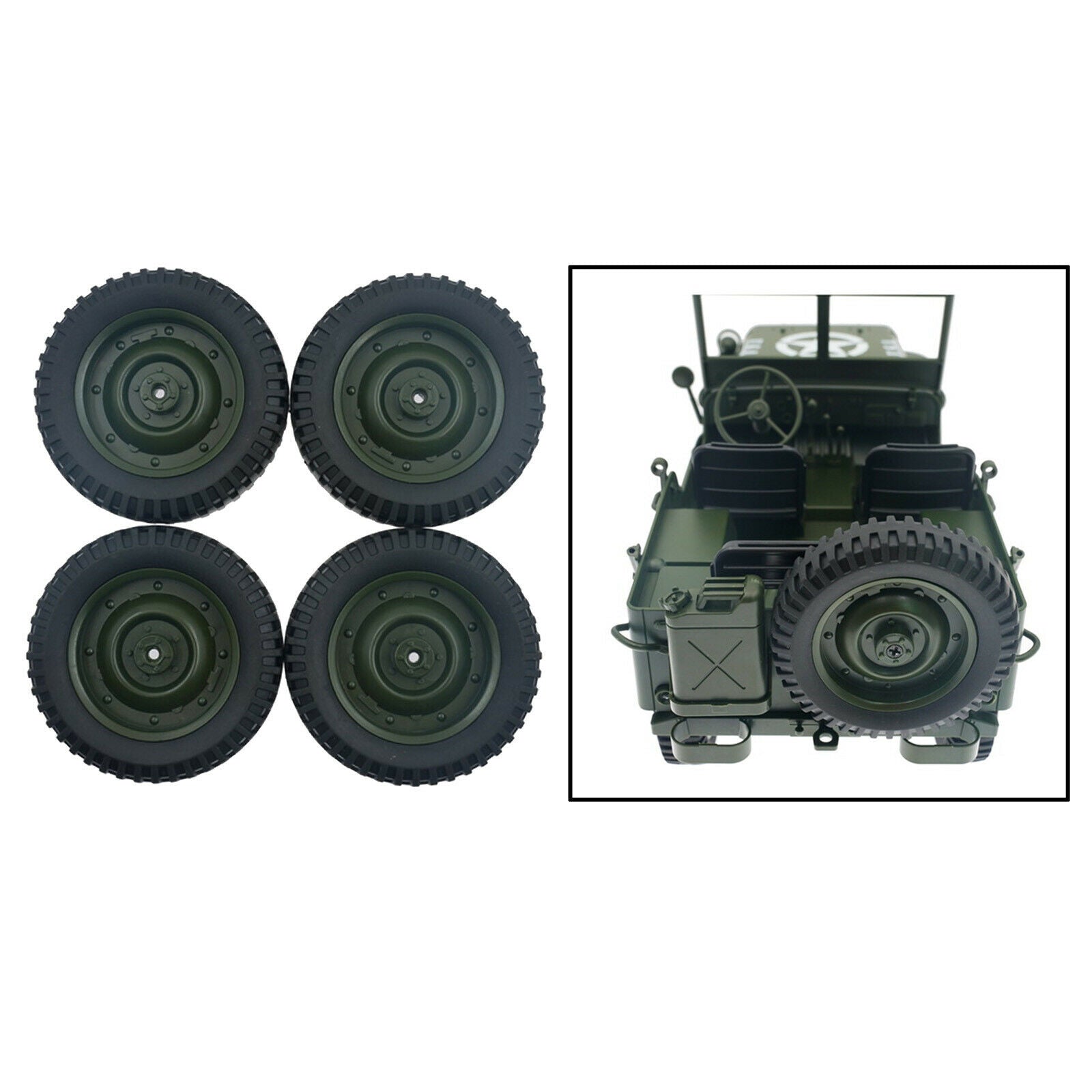 4Pcs Wheel Tyre Rubber Tire with Plastic Hub for 1/16 Scale WPL C14 C24 C34 RC