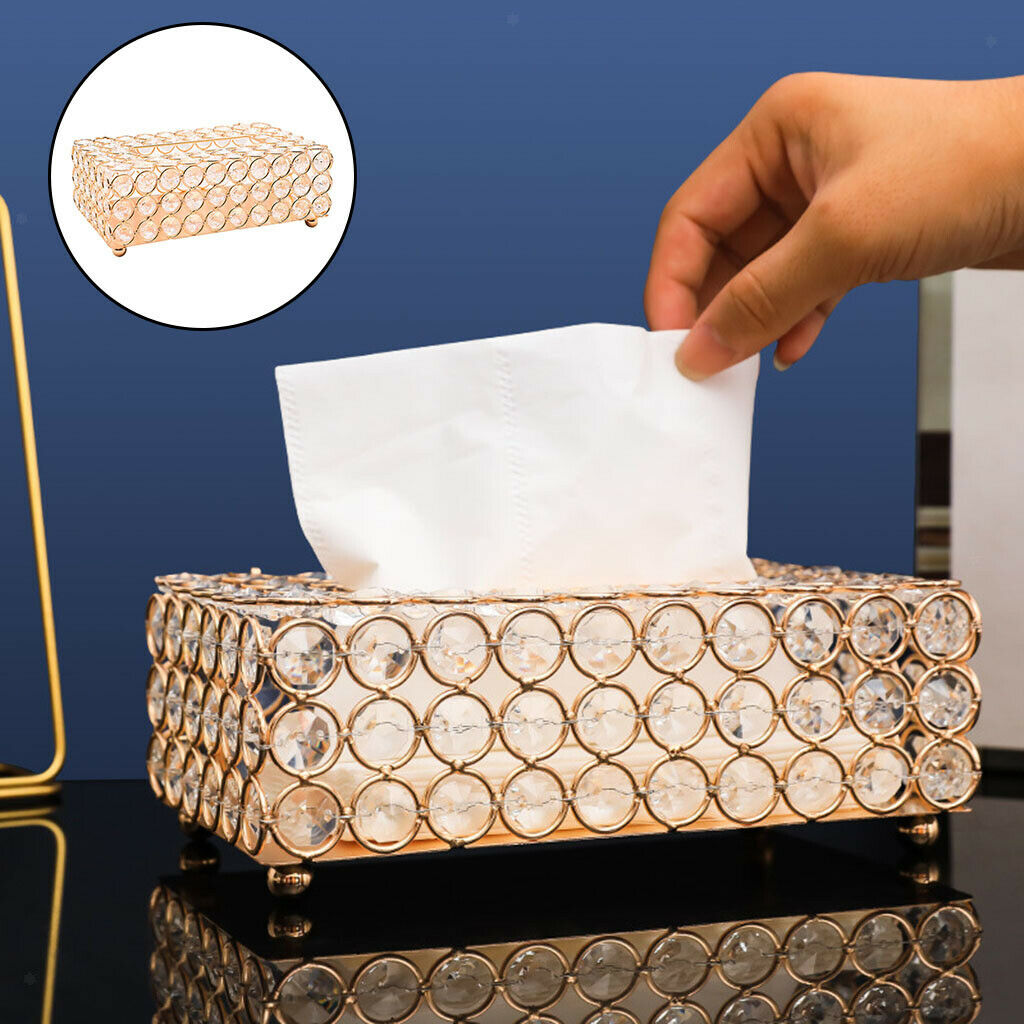 Crystal Tissue Box Cover Rectangle Decorative Napkin Toilet Paper Case