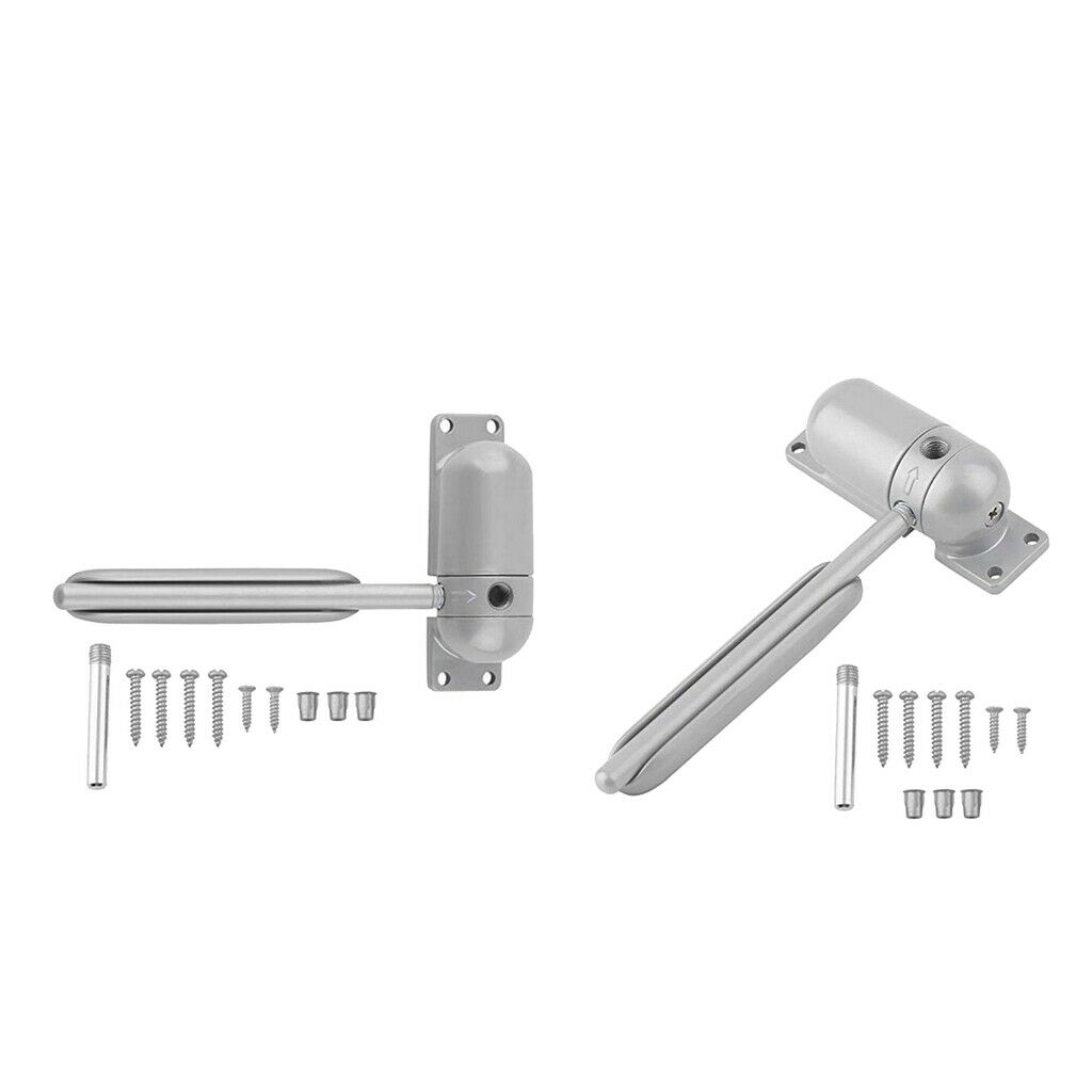 2x Zinc Alloy Door Closer Fire Rated Automobile Adjustable Door Stopper Gray