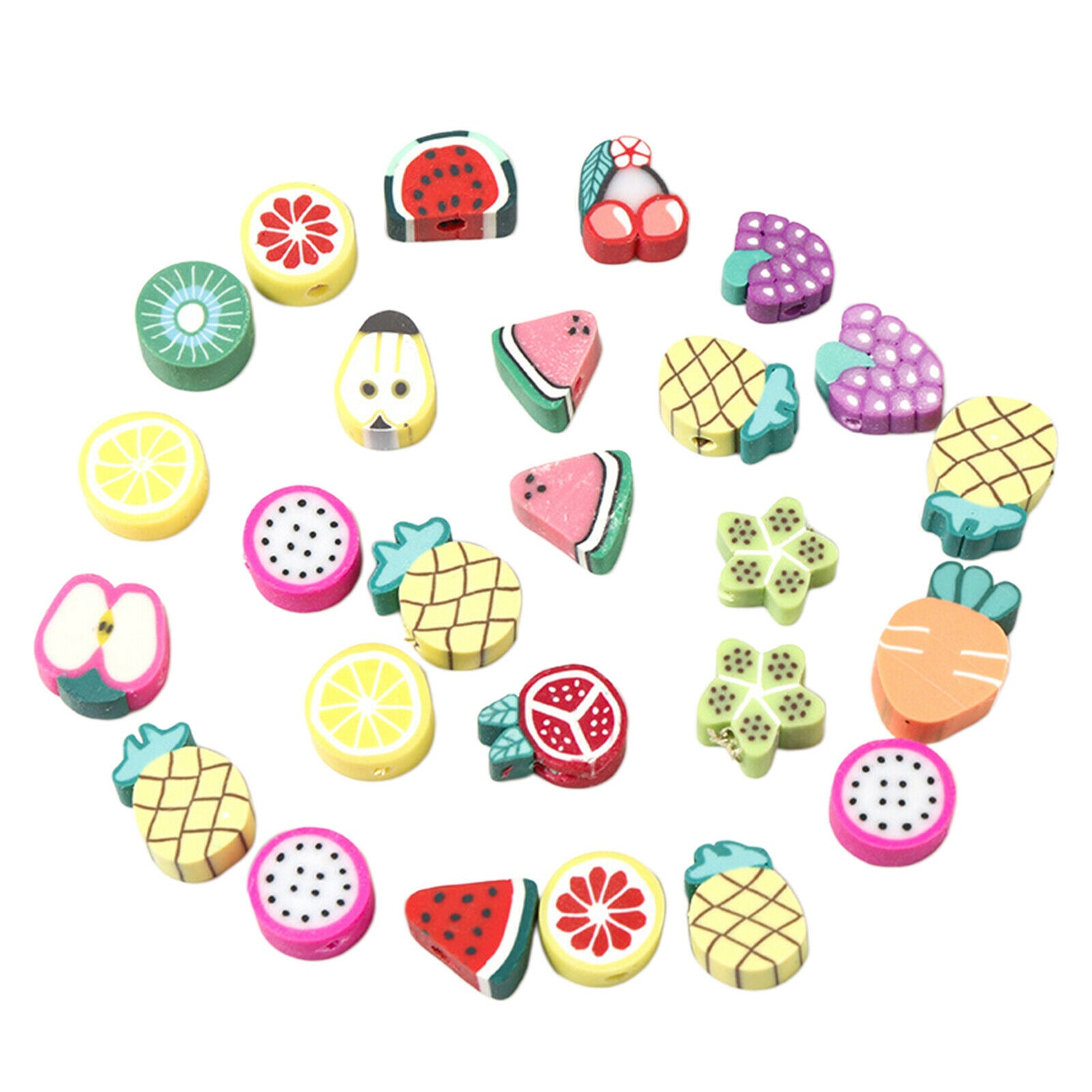 100x Multi Colors Polymer Clay Beads Fruit Spacer Beads DIY Jewelry Finding