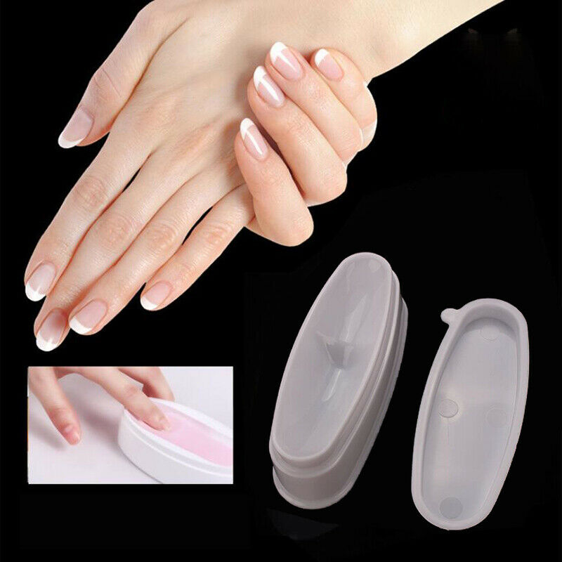 French Smile Line Sculpture Tips Acrylic Guide Box Dip Tray Mold Nail Art ToSJ