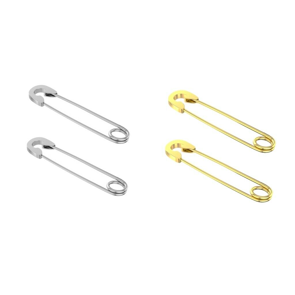 4 Pcs Girls Minimalist Retro Style Safety Pin Earrings Dangle Drop Ear Cuff