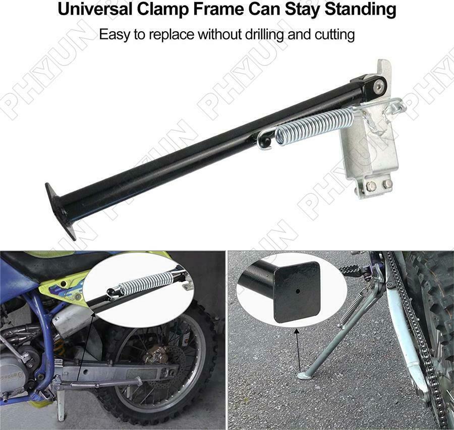 14" Universal Side Kick Stand w/ Spring For Motorcycles Off Road Bikes Dirtbike