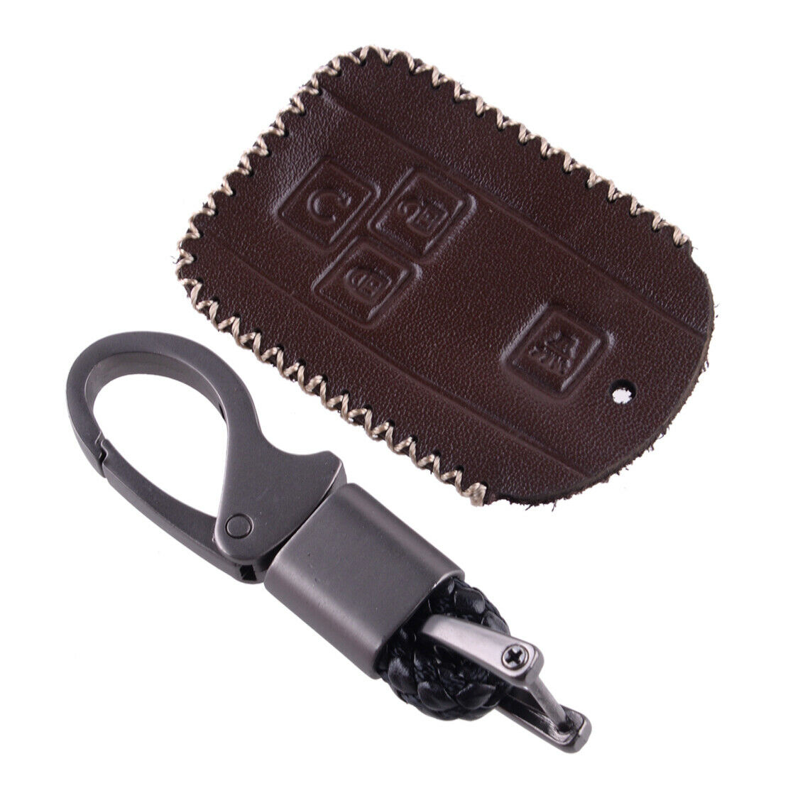 Car Brown 4 Buttons Key Fob Cover Case Chain Fit for Chevrolet GMC M3N32337100