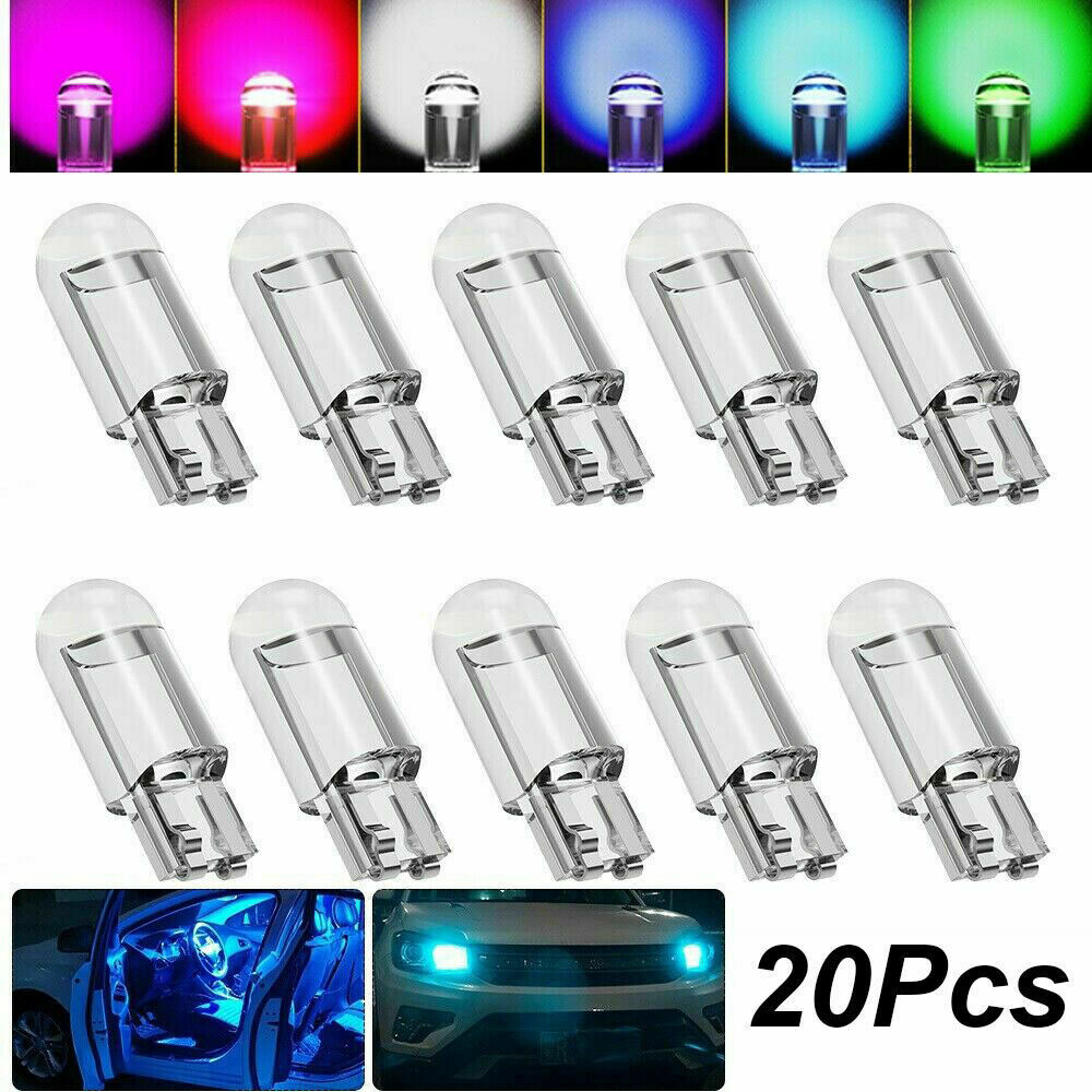 20PCS White T10 194 168 COB Bulb Car W5W Wedge Dash Roof Stop Parker Plate Light