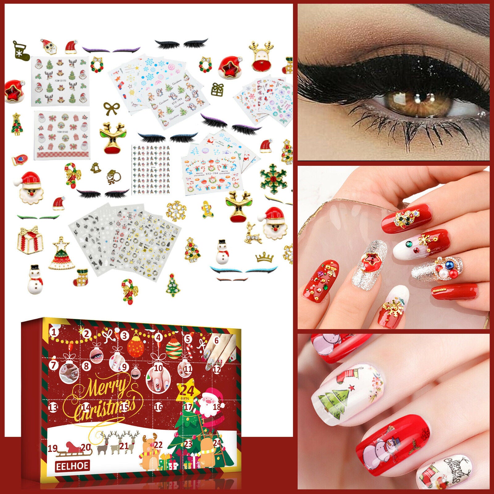 Nail Stickers 24 Days Surprise Blind Box for Children Gift Box Girls Kids