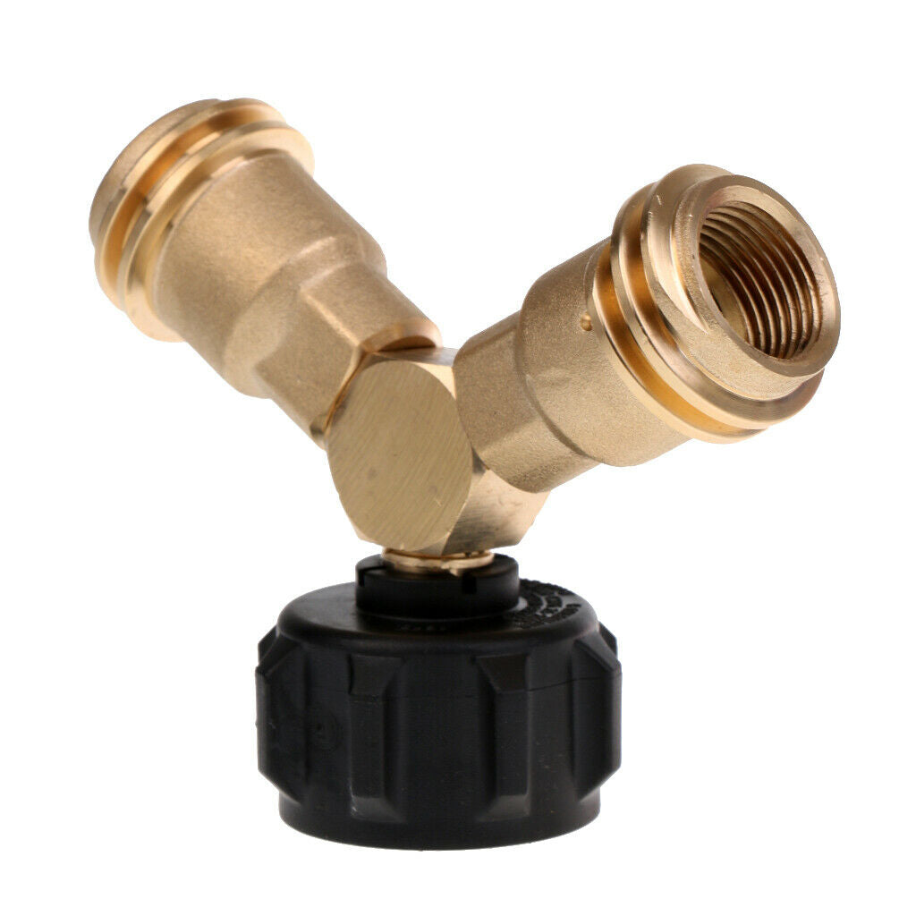 Propane Y-Splitter Tee Adapter Connector Solid Brass With Handwheel