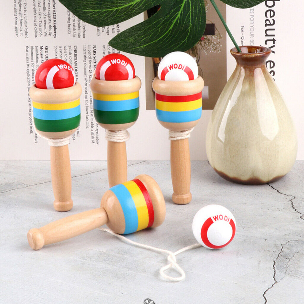 Kendama skill ball cup made of wood painted children's kendama educational toys