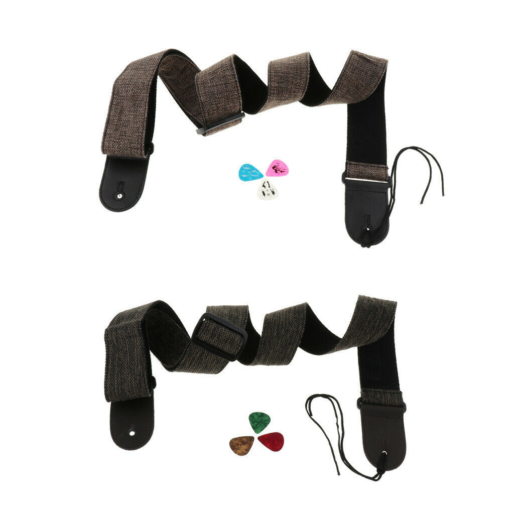 Adjustable Guitar Soft Cotton Strap Belt for Folk Guitar Bass Dark Black