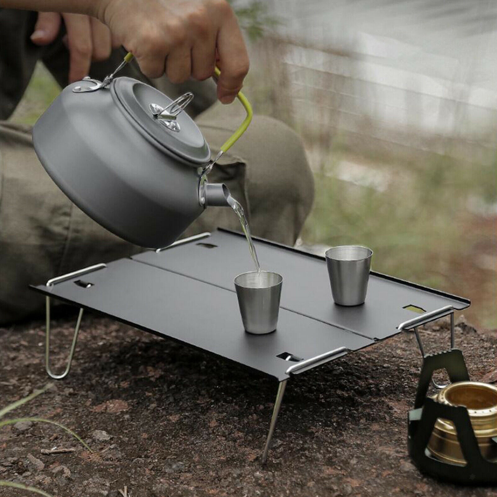 Outdoor Portable Folding Aluminum Tables Lightweight Camping Picnic Black