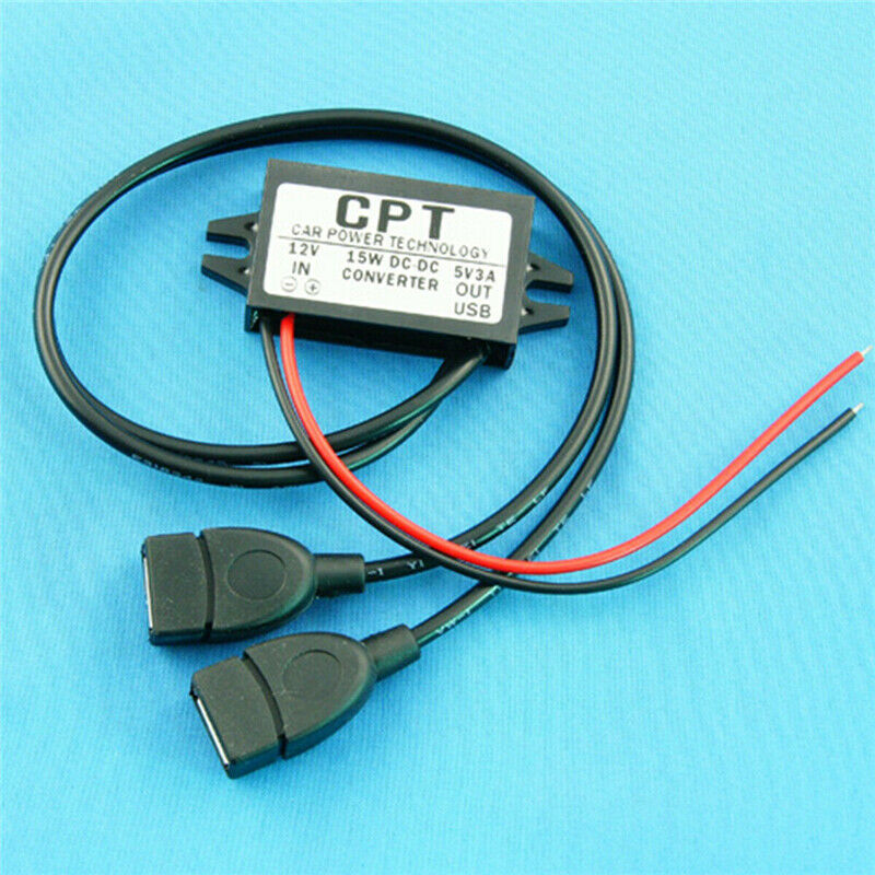 DC to DC Converter Module 12V To 5V Duble USB Output Power Adapter 3A 15W