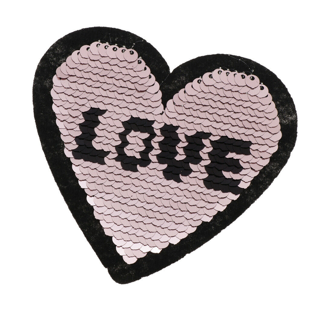 6x Sequin Heart Patches Applique Patches For Sewing And Iron On DIY Craft And
