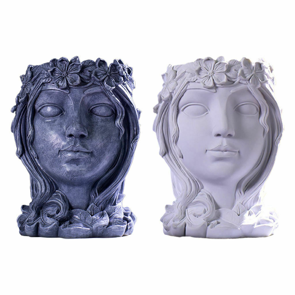 2x Goddess Face Head Planter Succulent Herb Flower Pot Garden Patio Yard Bar