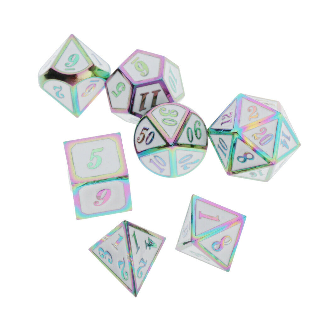 7pcs Premium for Dragon Scales DnD D&D Pathfinder Board Games Rainbow White