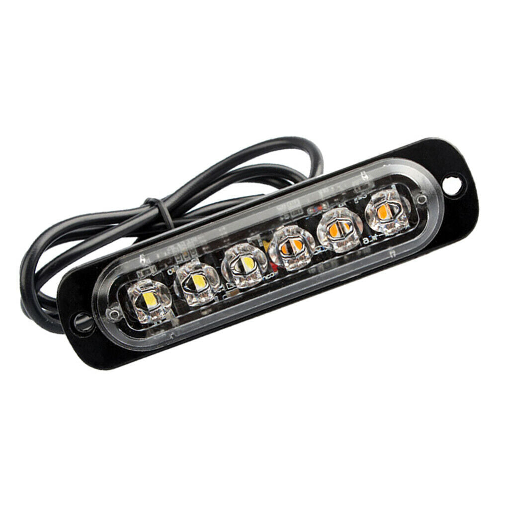IPX4 18W Car SUV Vehicle Beacon 6 LED White Strobe Flash Light Bar Universal