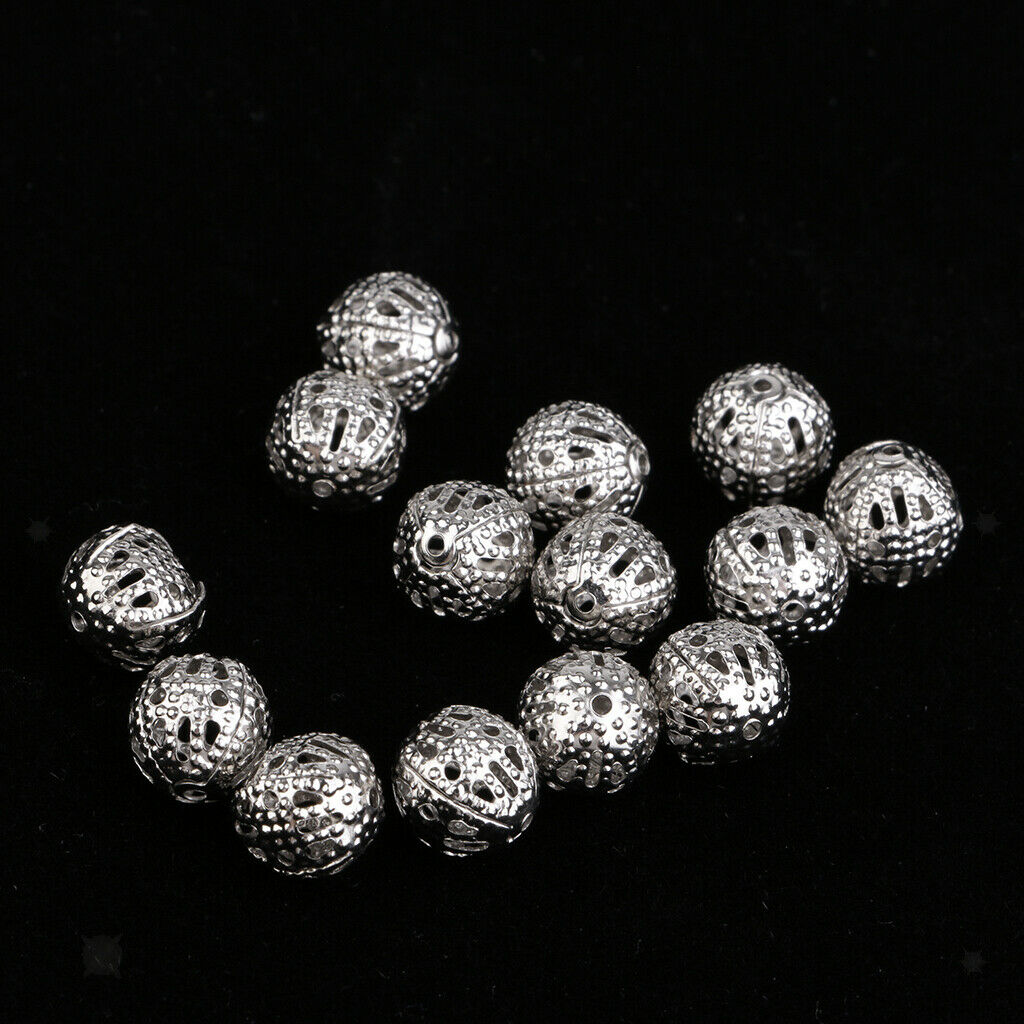 100 Pcs   mm Round Mini Loose Spacer Bead Hollow Beads for Jewelry