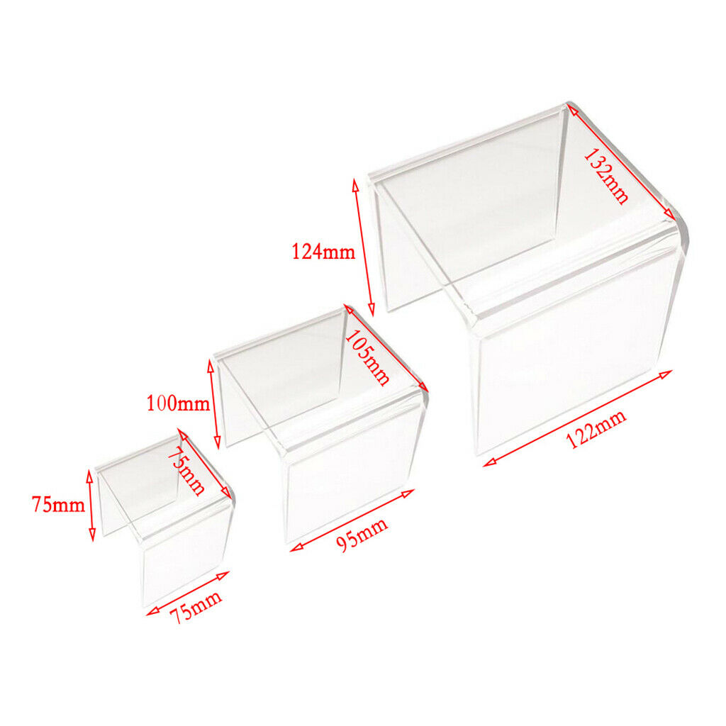 Lots 3 Premium Acrylic Risers Display Stands for Makeup Collectibles Jewelry