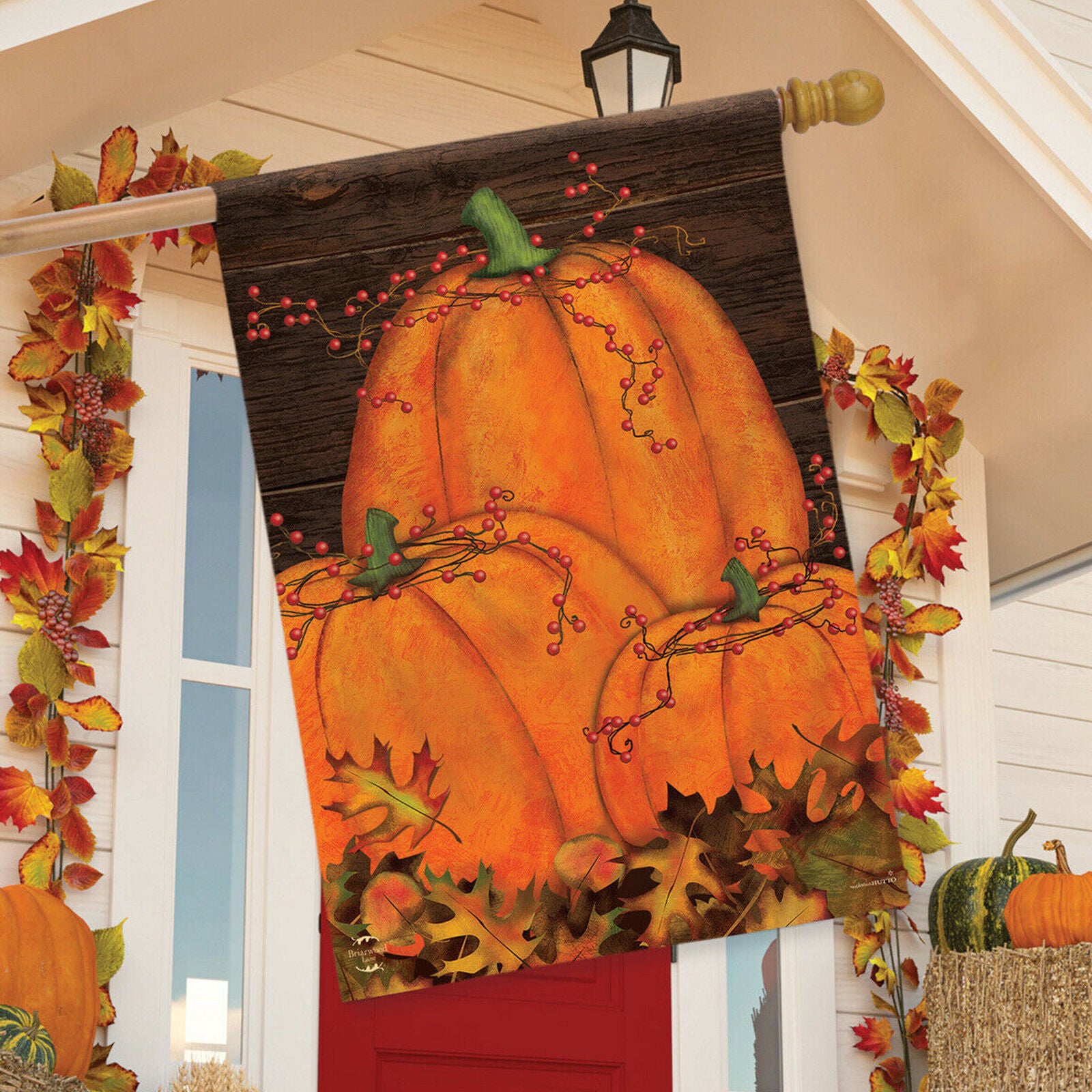 Rustic Pumpkin Patch Fall House Flag Autumn Primitive 28" x 40" Briarwood Lane