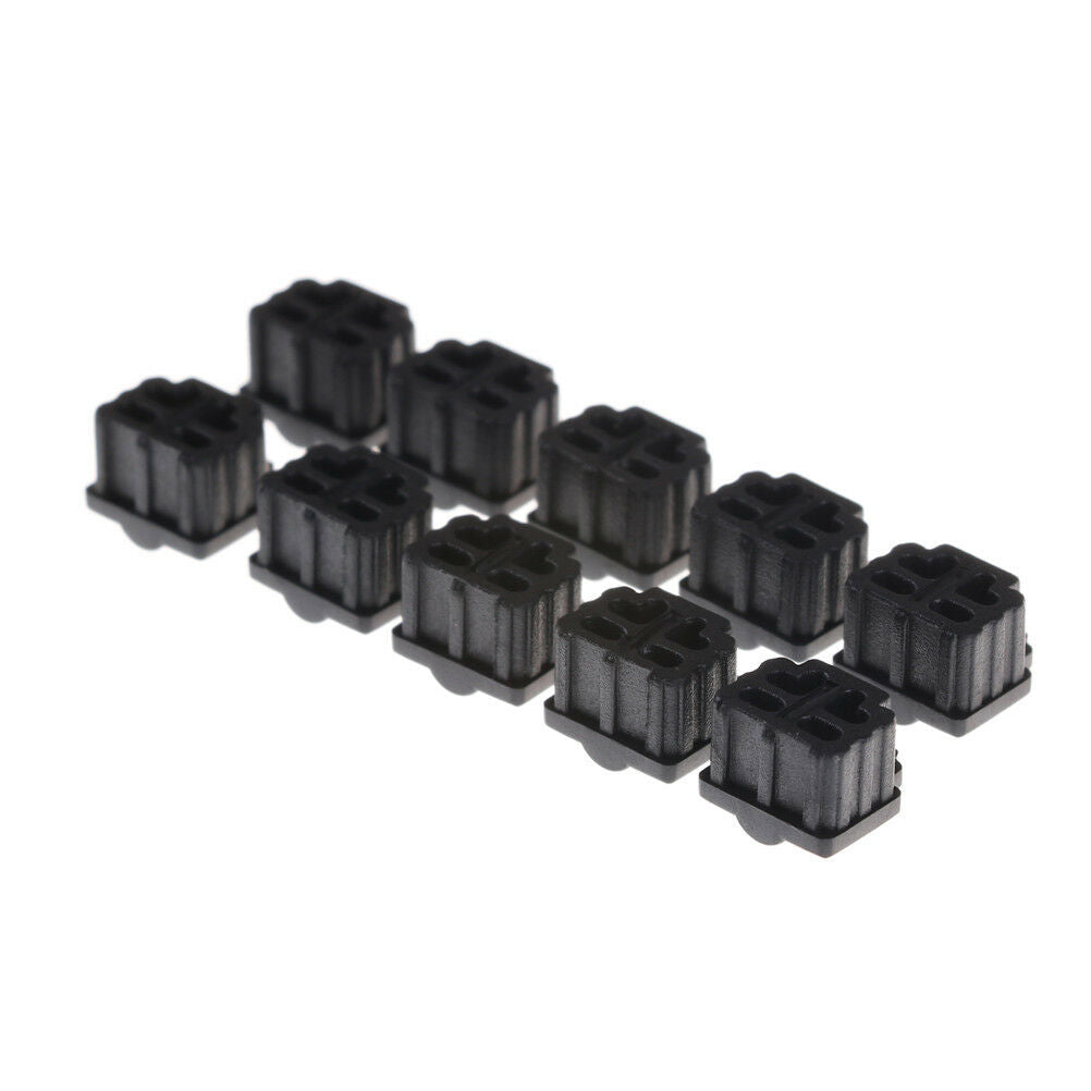 10Pcs Ethernet Hub Port RJ11 Anti Dust Cover Cap Protector Black DD