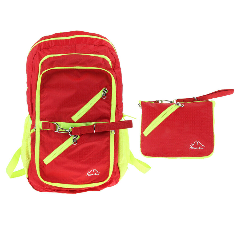 Outdoor Sport Backpack Travel Daypack Nylon Waterproof Folding Bag Red