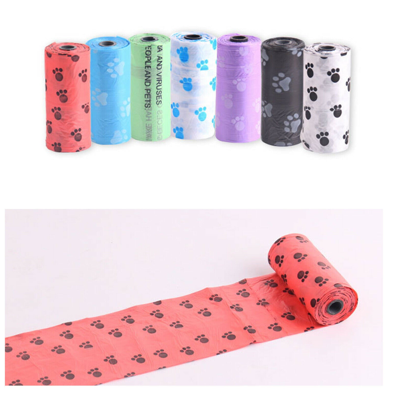 5 Rolls Pet Waste Refill Bags Portable Pet Doggy Poo Poop Pooper Scooper Toilet
