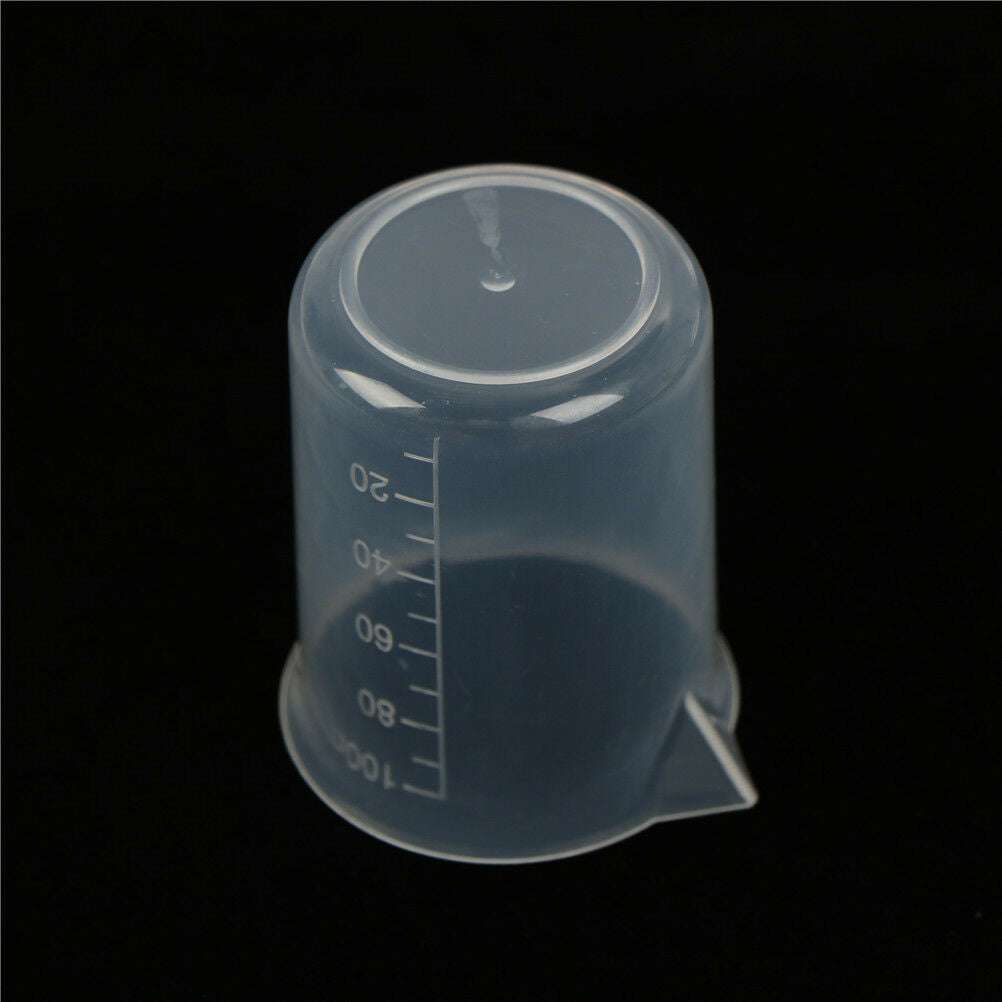 2pcs 100mL Clear Plastic Graduated Measuring Cup Jug Beaker Lab To.l8