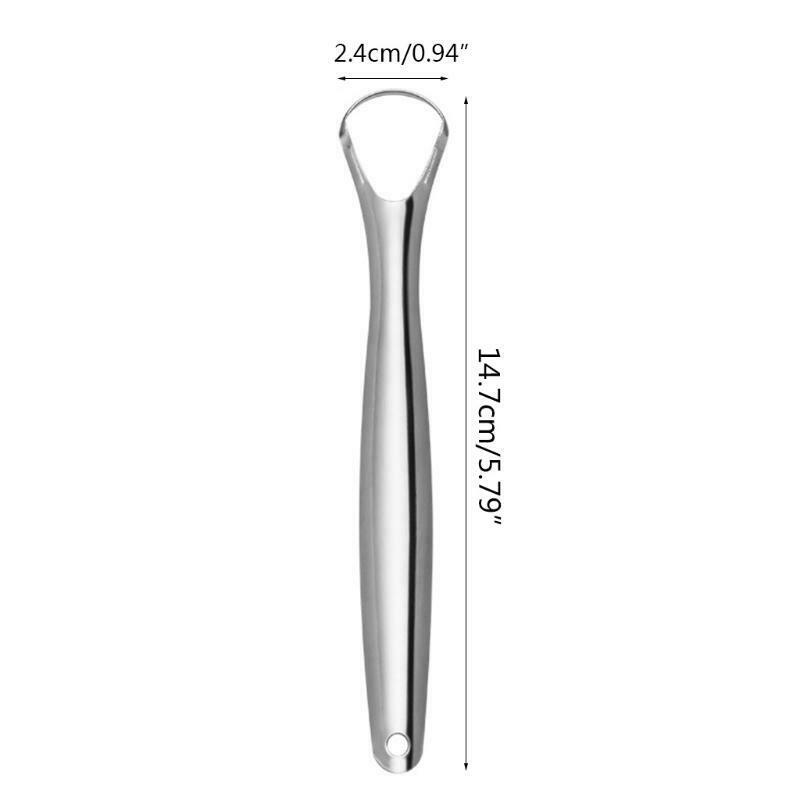 Stainless Steel Tongue Scraper Metal Oral Hygiene Fresh Breath Cleaner Brush
