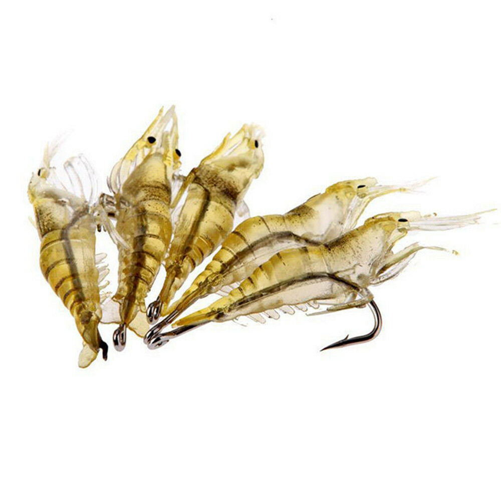 5PCS Soft Lures Bait Shrimp Fishing Simulation Prawn Saltwater Hooks Fish New
