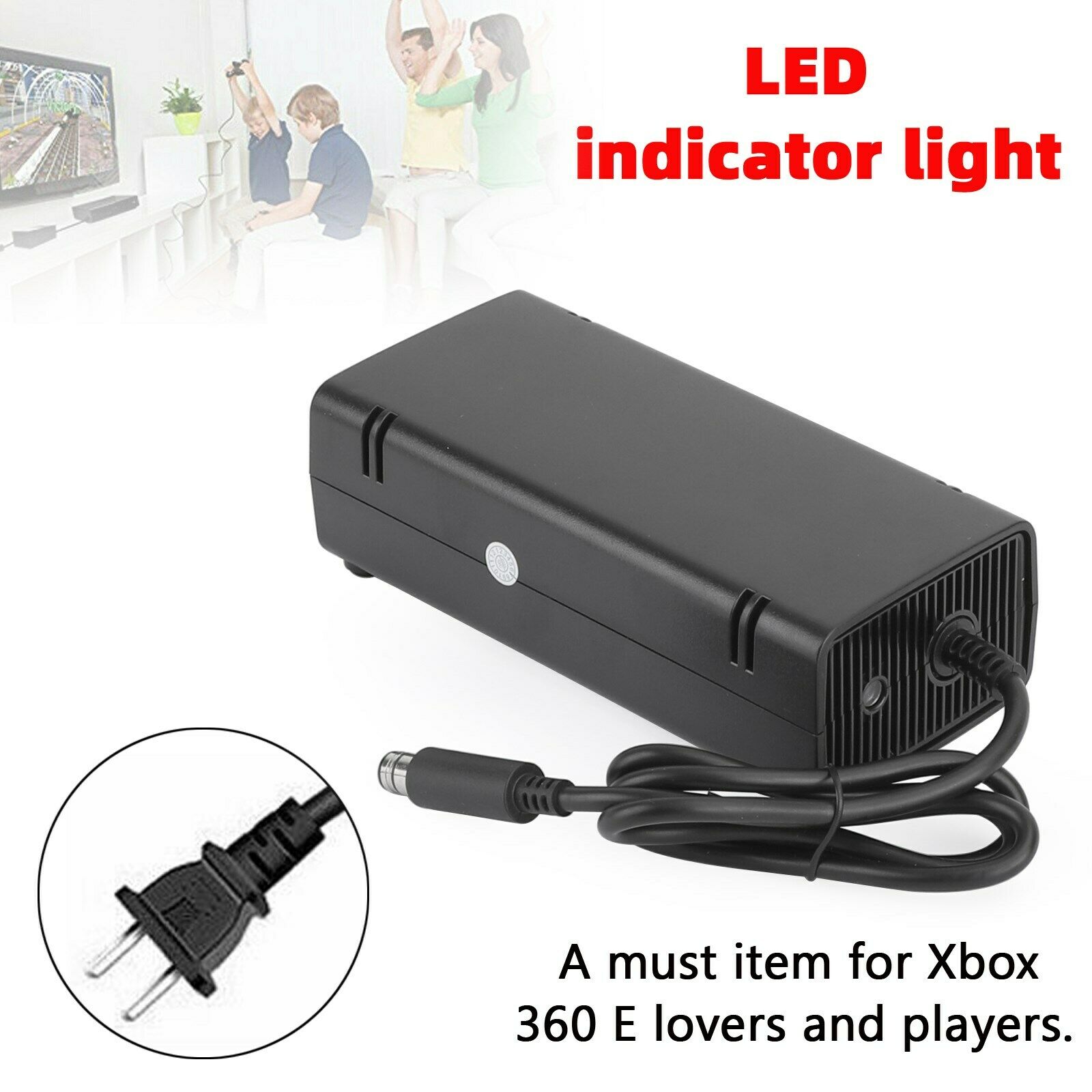 Power Supply AC Adapter 115W Power Cord Cable Fit for Xbox 360 E US Plug