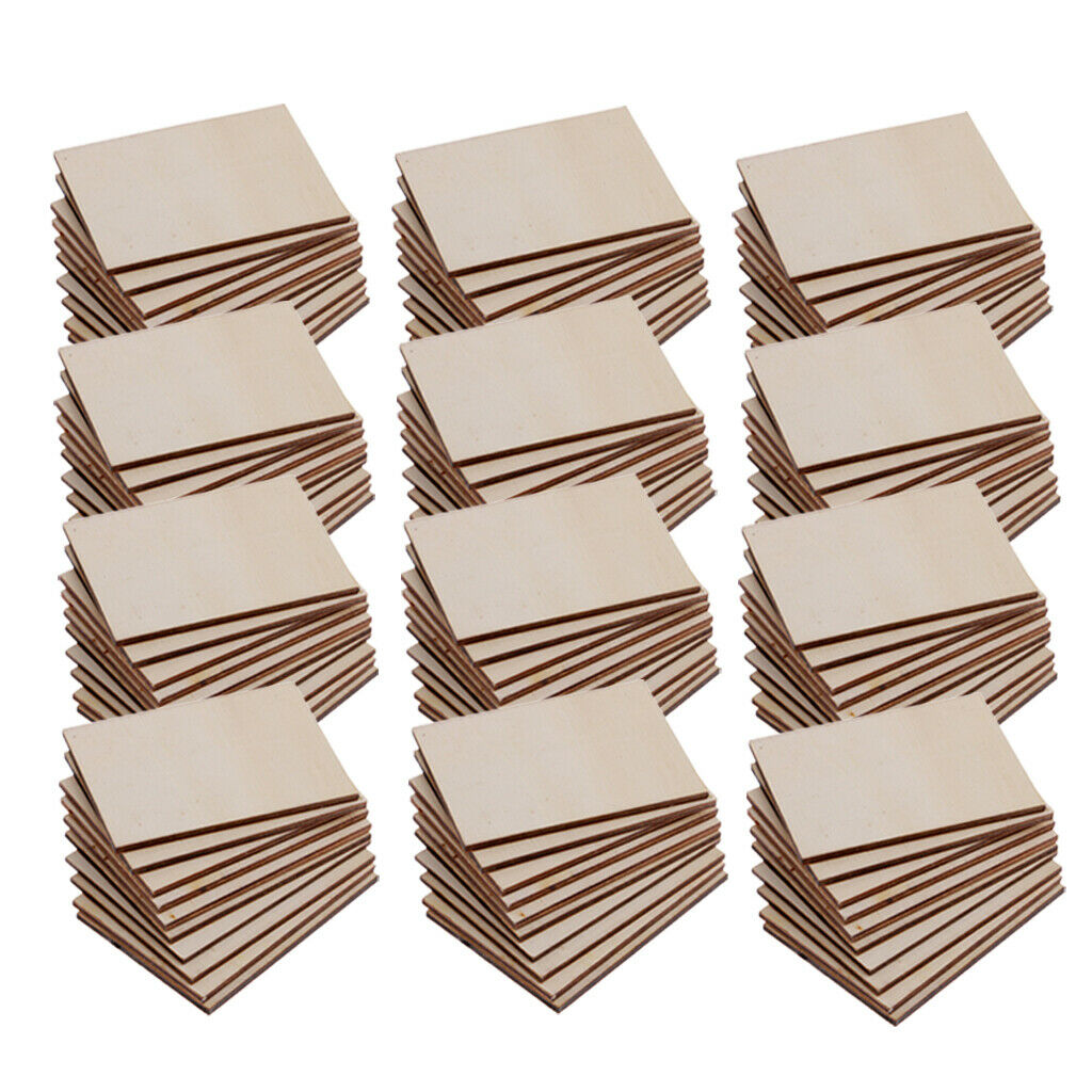 120Pcs Shabby Chic Wood Rectangle Plaque Embellishment for Woodburning