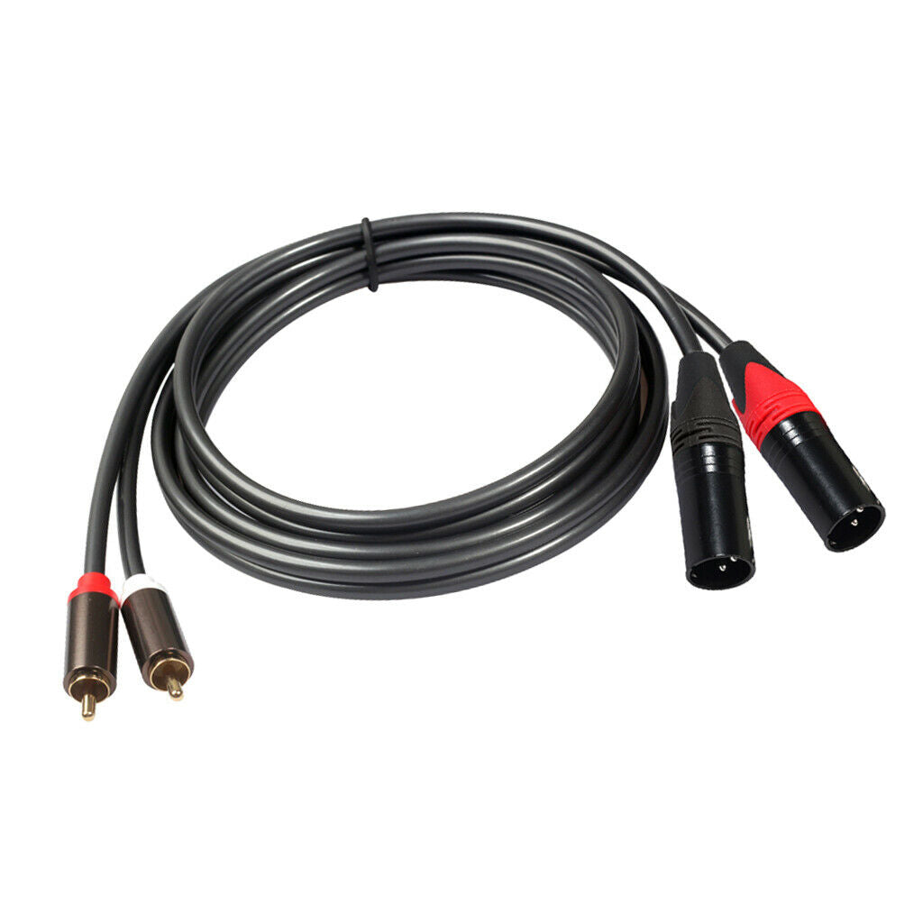 Audio 5 Foot XLR Dual Male Patch Cable-2-XLRM to 2-RCA Audio Headphone Amplifier